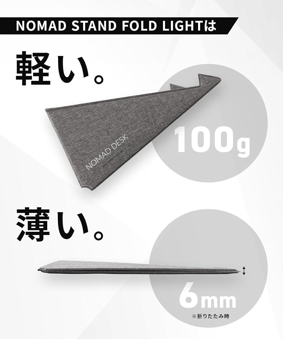 薄い 軽い ノートpc スタンド 軽量 100g 薄型 2つ折り 高さ 15.6インチ 折りたたみ 持ち運び( グレー)｜horikku｜02