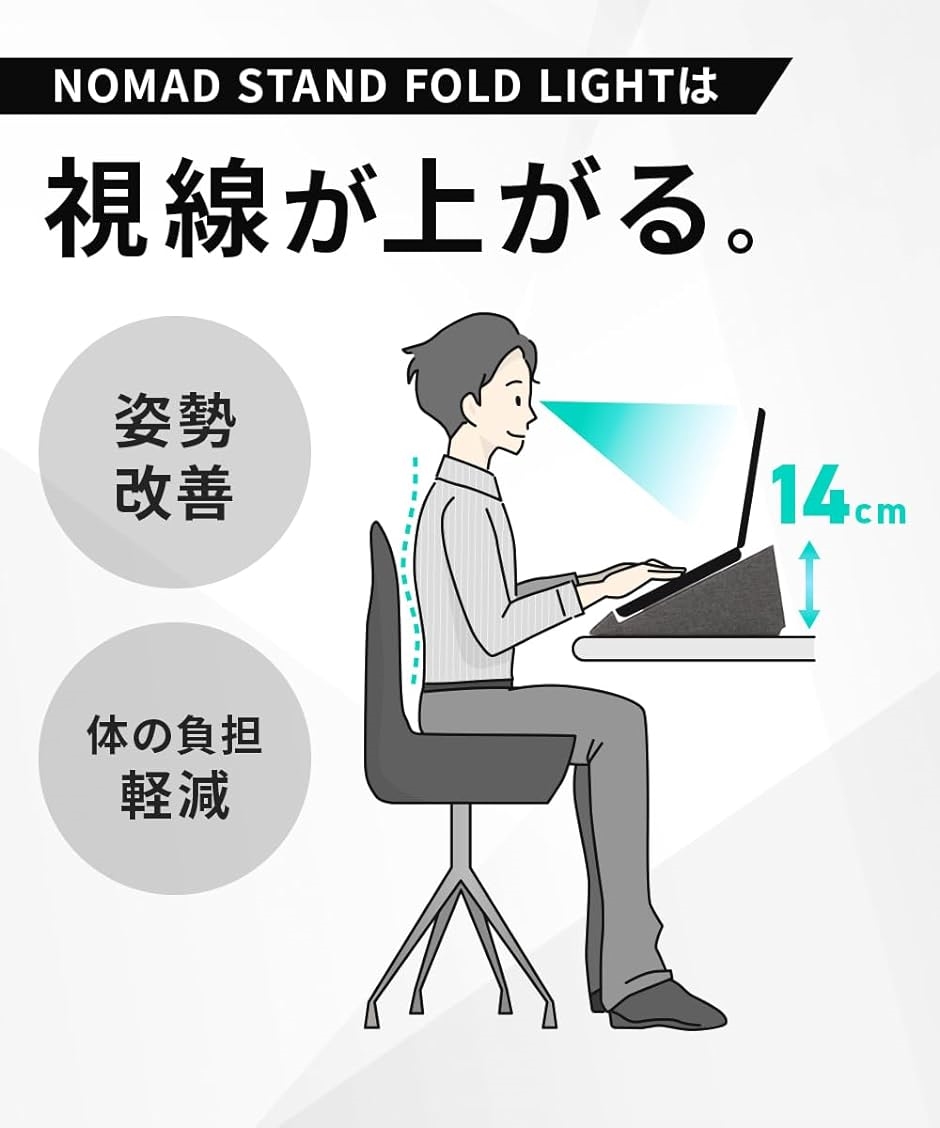 薄い 軽い ノートpc スタンド 軽量 100g 薄型 2つ折り 高さ 15.6インチ 折りたたみ 持ち運び( グレー)｜horikku｜03