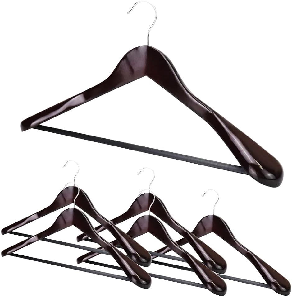 アンティーク調高級木製ハンガー 衣類掛け 型崩れ防止 幅広設計 360度回転 スーツ ブレザー( 6本セット)｜horikku