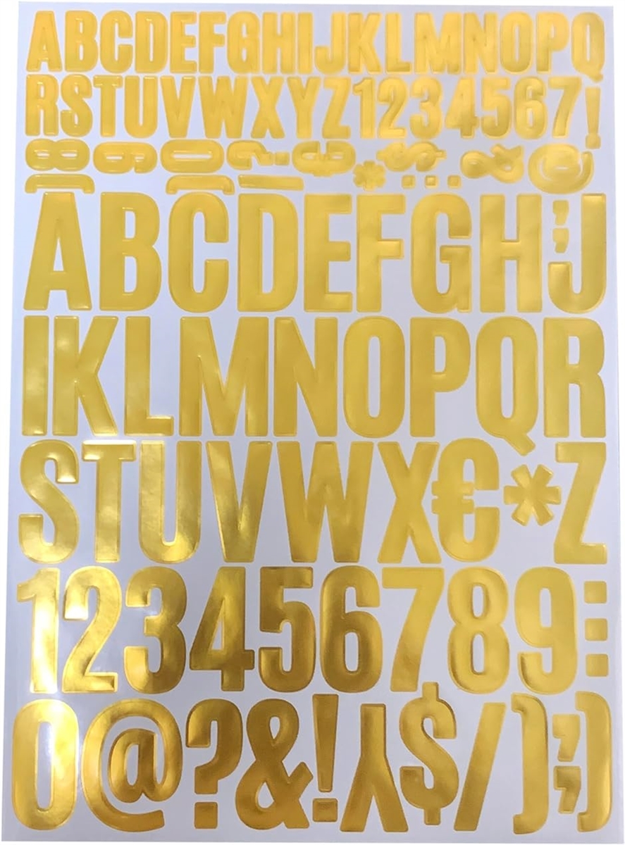アルファベット シール ステッカー 数字シール 高さ 2cm + 4cm 金色 防水 5シートE817( ゴールド)｜horikku