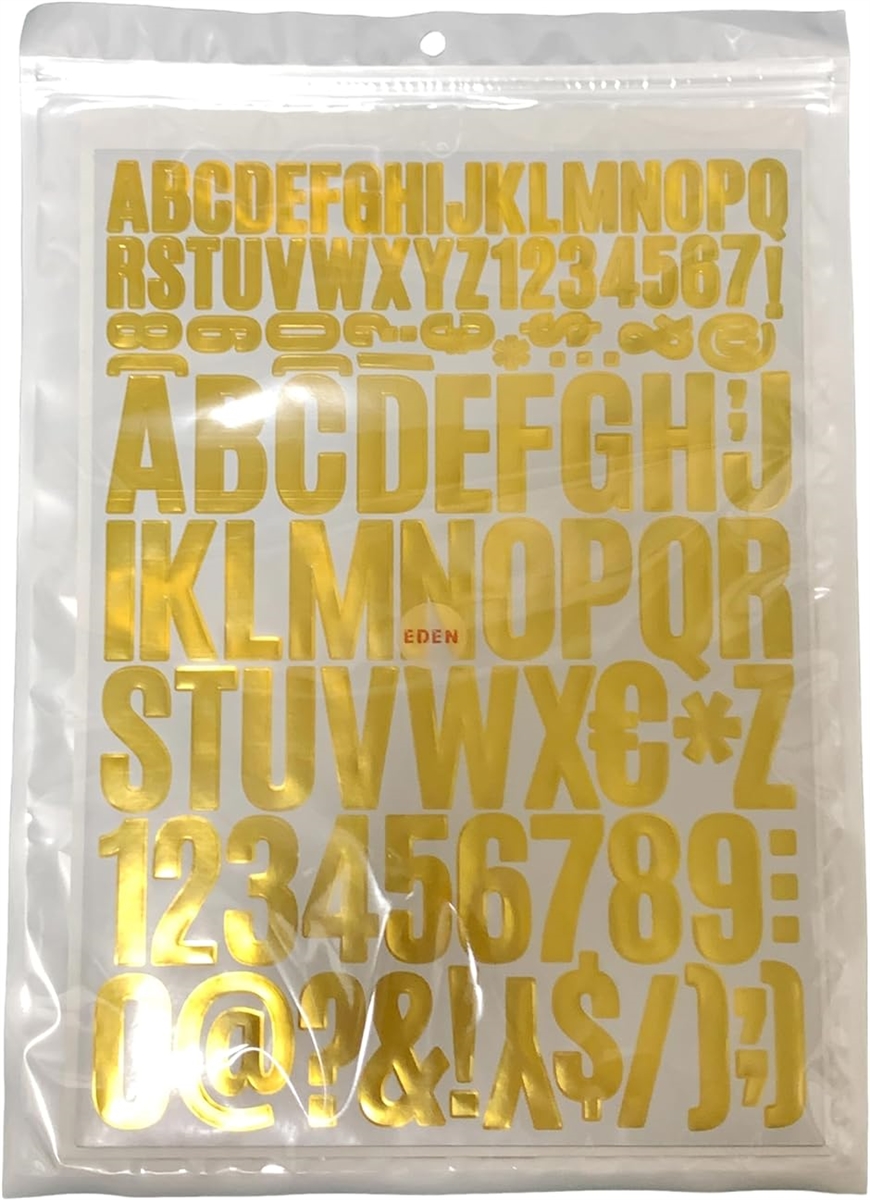 アルファベット シール ステッカー 数字シール 高さ 2cm + 4cm 金色 防水 5シートE817( ゴールド)｜horikku｜05