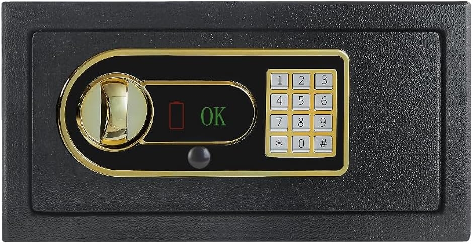 金庫 家庭用 小型 防犯金庫 A4書類横収納可能 鍵＆緊急電池ボックス付