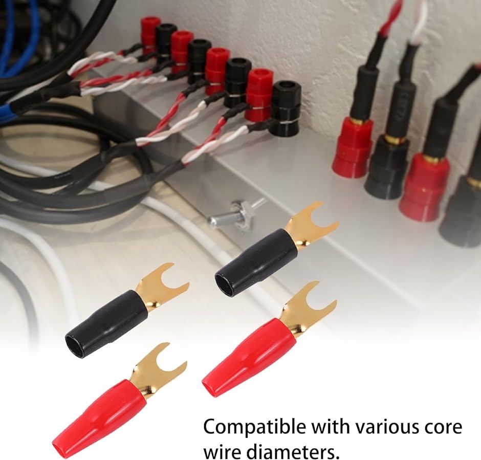フォーク端子コネクタ Yラグ端子 金メッキ 金属 10ペア接続配線コネクタ スピーカー用Yプラグ 8GA対応｜horikku｜05