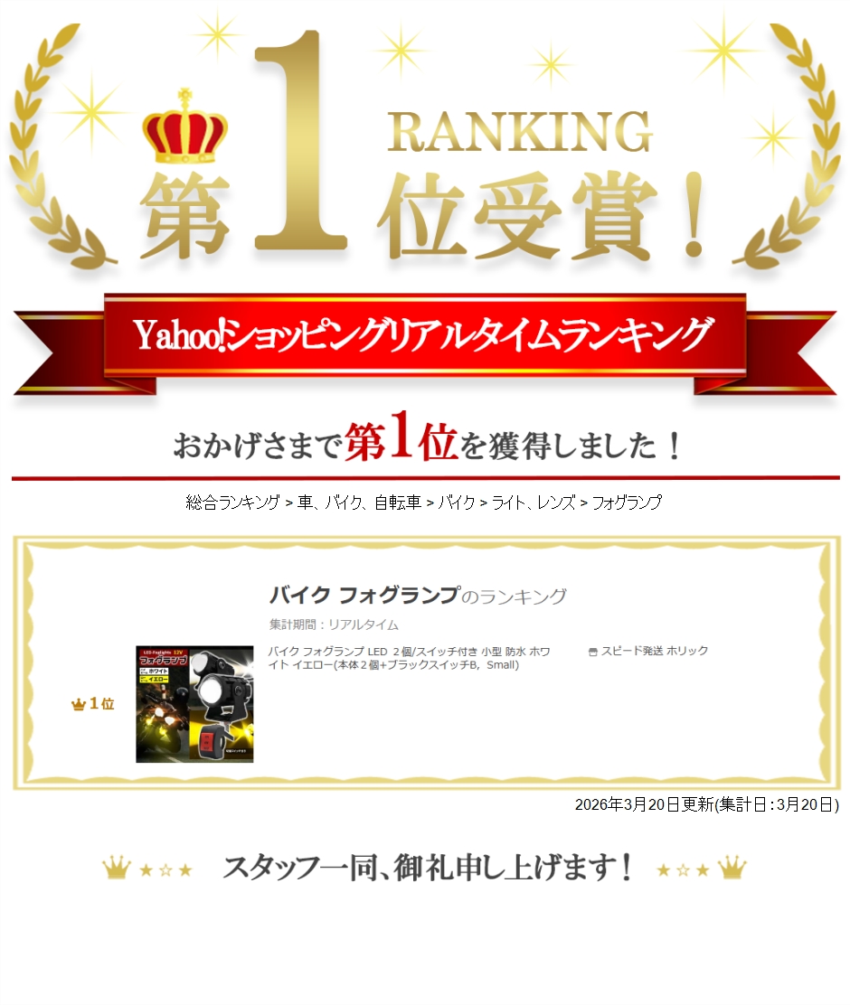 Yahoo!ランキング1位入賞】バイク フォグランプ LED 2個/スイッチ付き