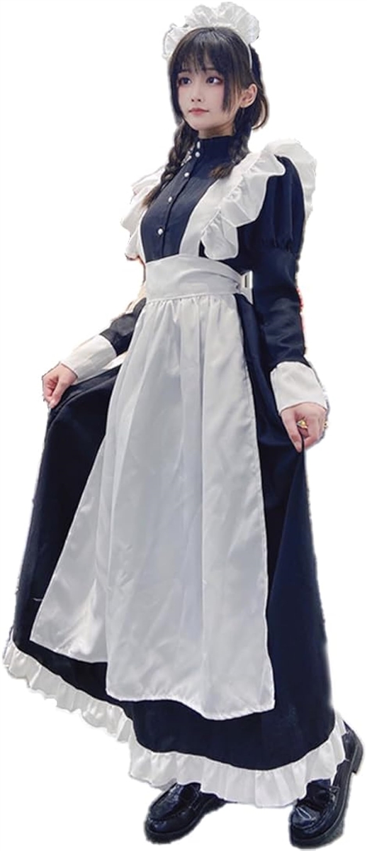 英国風 メイド服 ワンピース コスチューム ロング ドレス 長袖 パーティー 3点セット XLサイズ( XL)｜horikku