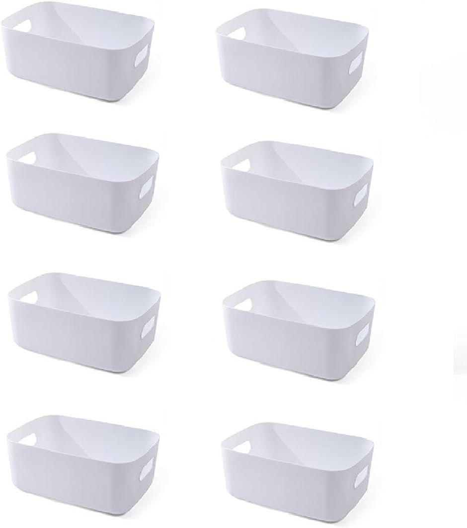 収納ボックス 小物入れ ケース プラスチック バスケット 卓上 洗面所 リビング キッチン M 白( ホワイト,  Medium)