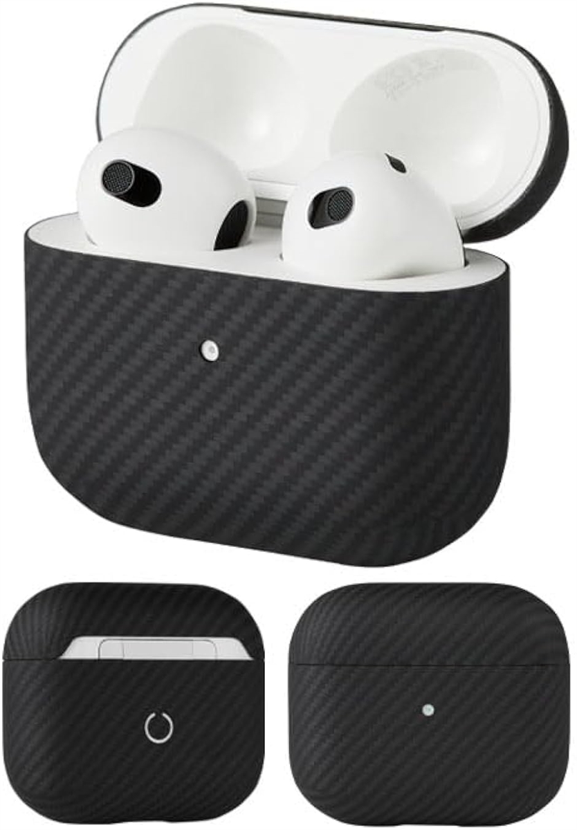 AirPods3 第3世代専用ケース アラミド100％使用 カーボン調仕上げ Apple製ワイヤレスイヤホン専用ケース( ブラック)｜horikku