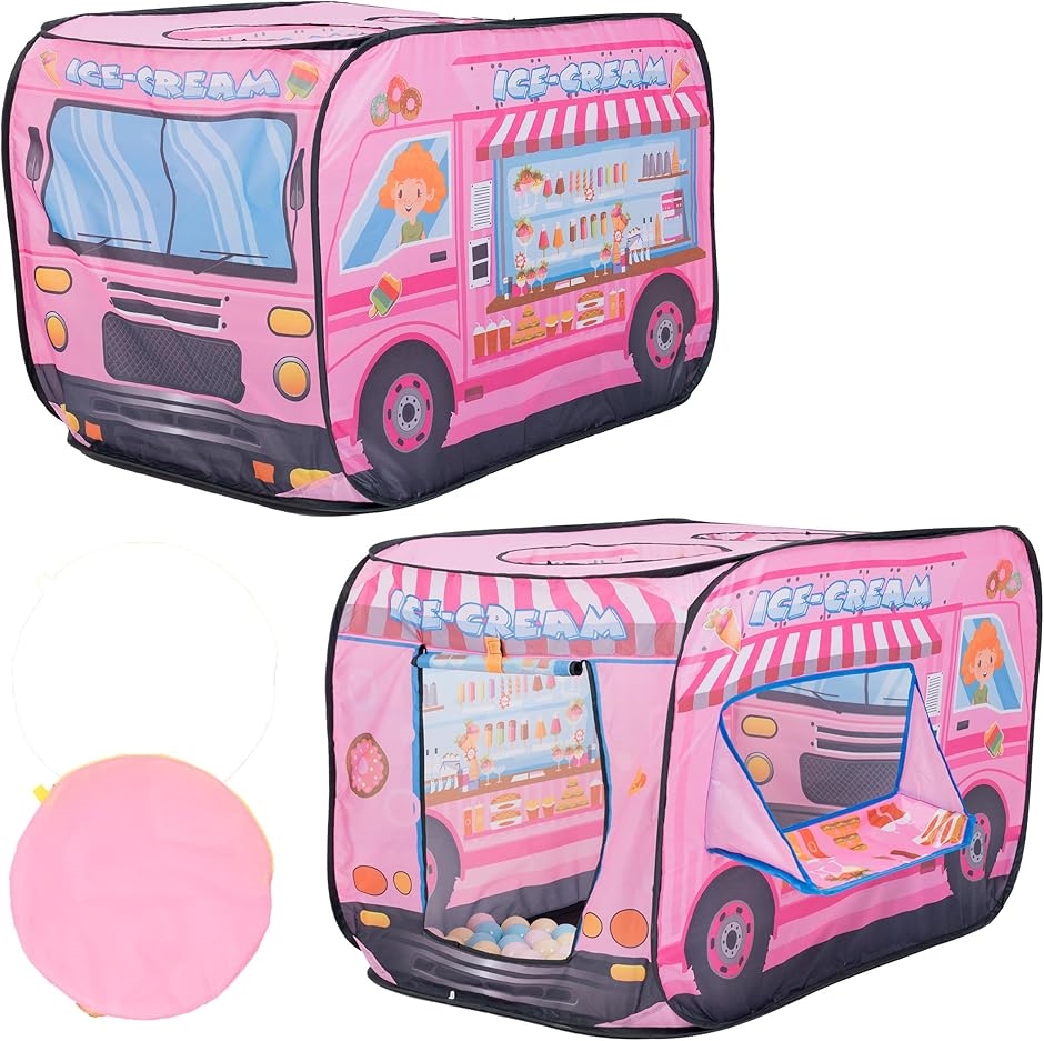 キッズテント 子供用テント 室内 男の子 女の子 プレゼント(アイスクリーム屋さん ver （カラーボールなし）)