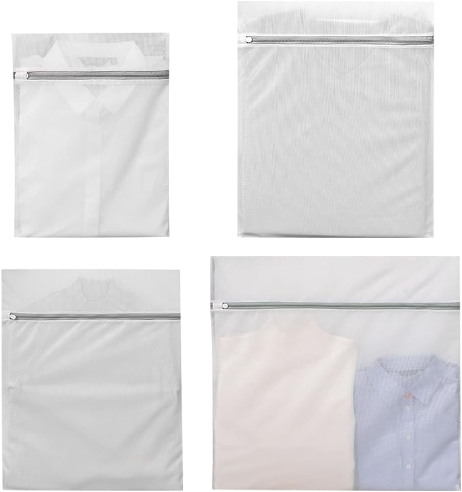 洗濯ネット4種 ランドリーネット 細目メッシュ 摩擦防止 ファスナーカバー Tシャツ 下着