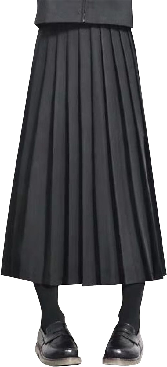 80cm プリーツスカート ロング 制服 マキシ丈 大きいサイズ 女子高生 女番長 スケバン( ブラック,  L)｜horikku