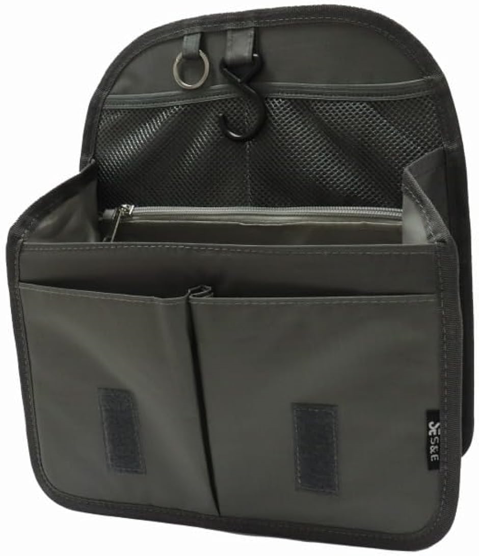 バッグインバッグ リュックインバッグ 軽量 縦型 大容量 キーリング小さめ 大きめ 整理 収納 メッシュ ポケット( グレー,  M)｜horikku