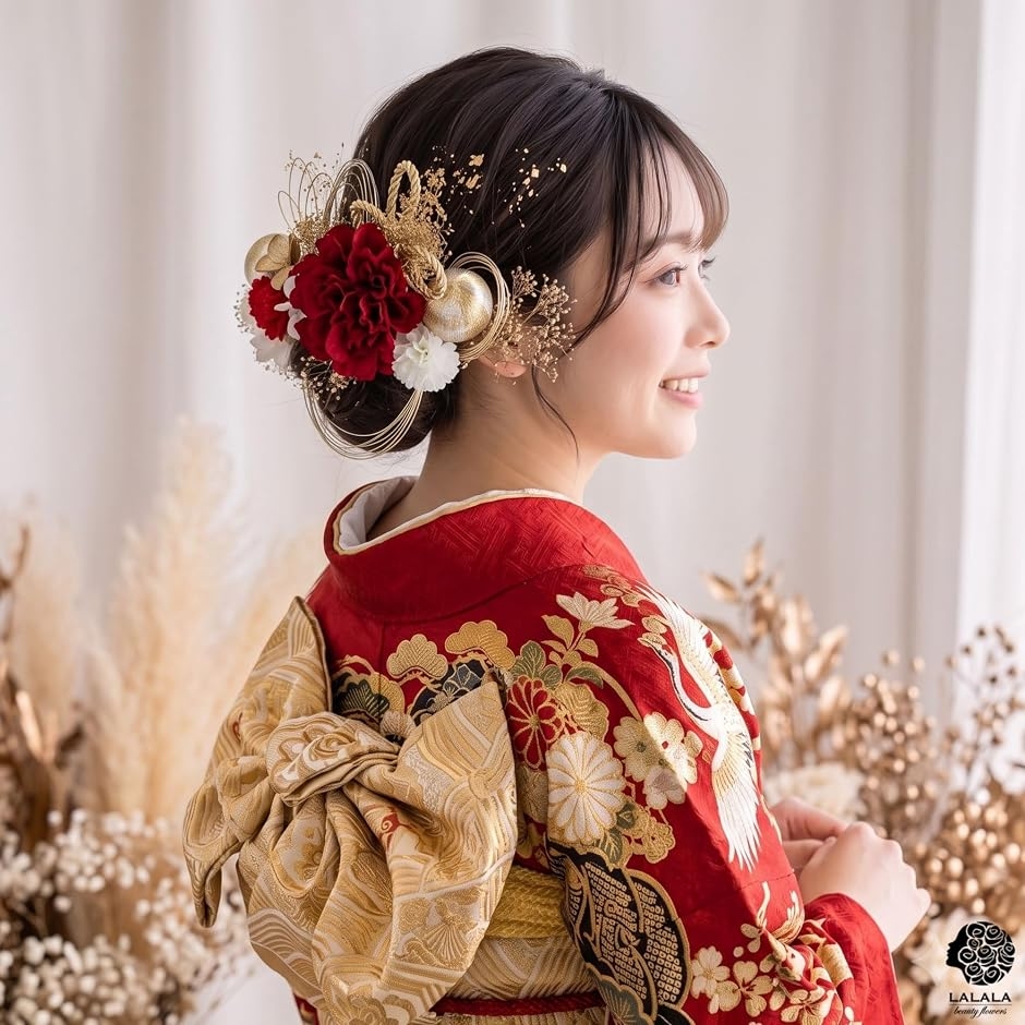 髪飾り 成人式 振袖 赤 レッド 卒業式 袴 和装 着物 七五三 結婚式 二