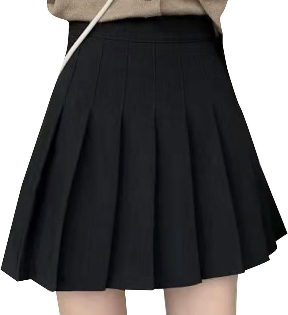 プリーツスカート ミニ インナー付き 制服 学生服 コスプレ 小学生 黒 ブラック( 黒（ブラック）,  XL)