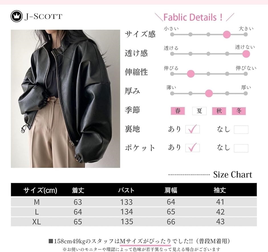 ジェイスコット ルーズフィットブルゾン フェイクレザージャケット