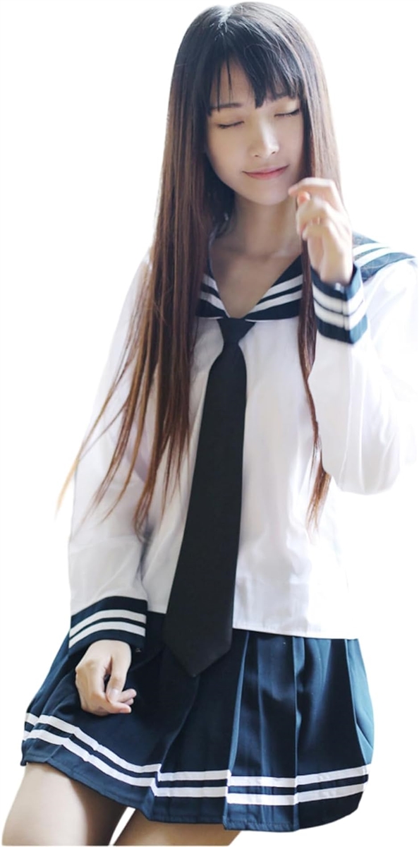 セーラー服 コスプレ 長袖 大きいサイズ JK 女子高生 制服 コスチューム スカート 長ネクタイ付き 3点セット Mサイズ( M)