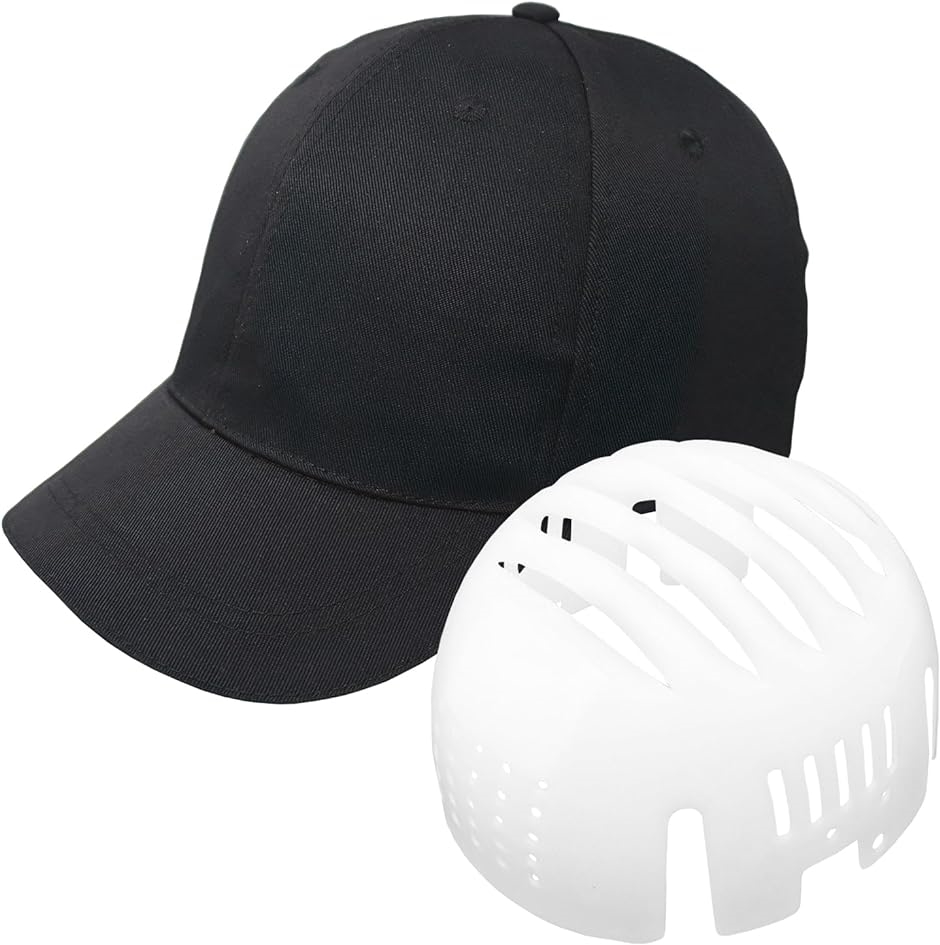 安全帽子 作業ヘルメット キャップ 防災 あご紐 軽量 プラスチック付き( ブラック,  L（58-60cm）)｜horikku