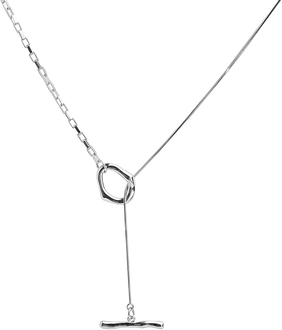 Yahoo! Yahoo!ショッピング(ヤフー ショッピング)ロングネックレス レディース マンテル チェーン アクセサリー ジュエリー ペンダント チョーカー トグル おしゃれ 人気（シルバー）