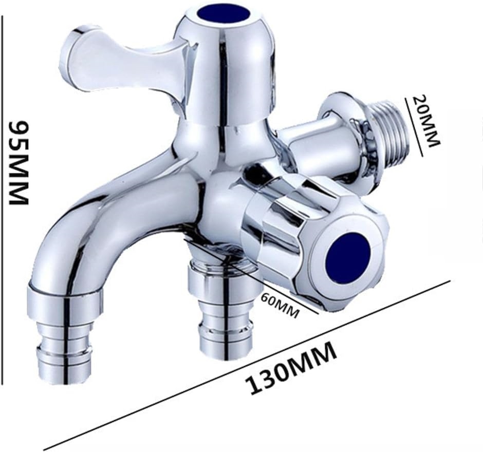 HOTQ 水道 蛇口 分岐 二股 二口 双口水栓 洗車 洗濯 散水 屋外 切り替え 継手( 青)｜horikku｜02
