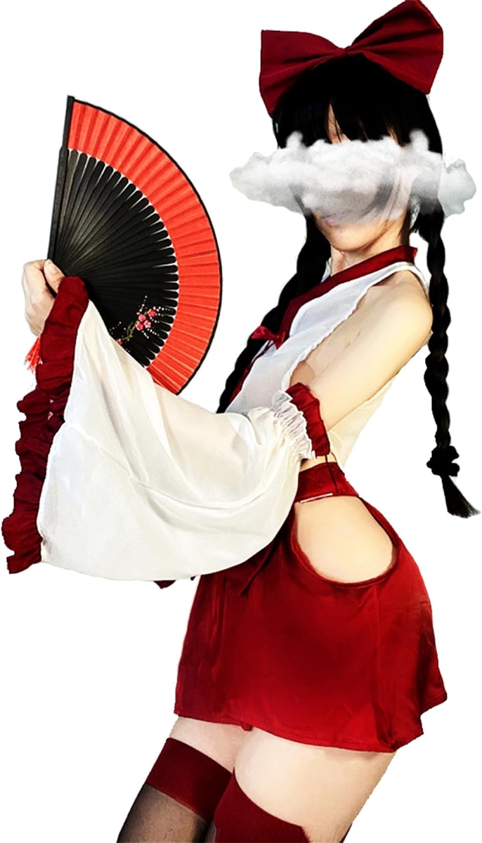 巫女 コスプレ 和装 着物 和服 正月 仮装 衣装 赤 クリーム コスチューム 巫女服 6点セット( ホワイト)｜horikku