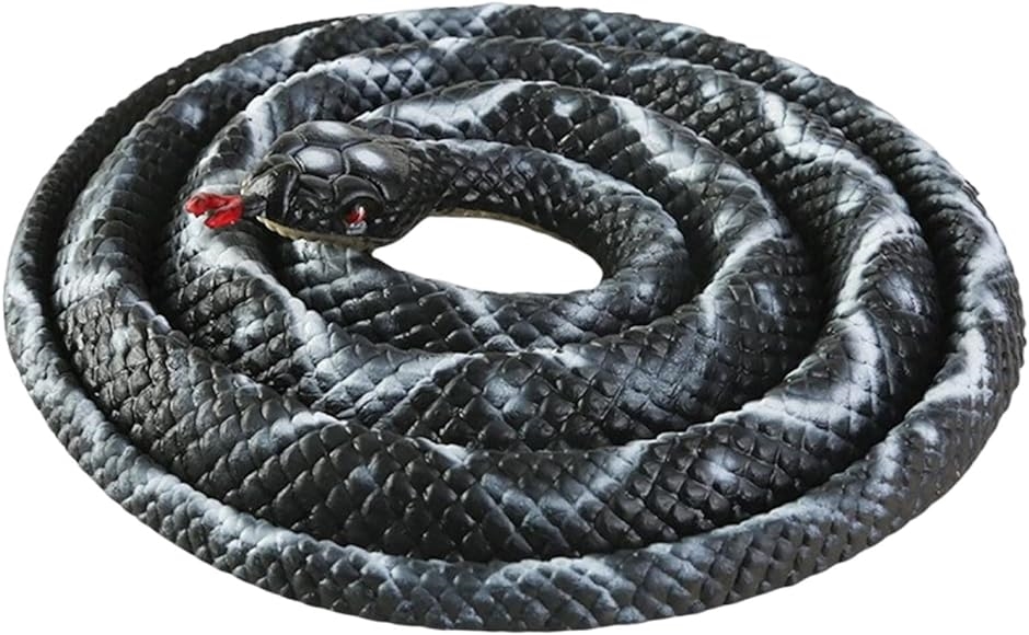 ヘビ おもちゃ 鳥よけ 鳩よけ グッズ 蛇 リアル ドッキリ リアルな蛇 スネーク 黒蛇 ブラックxホワイト( ブラックxホワイト)