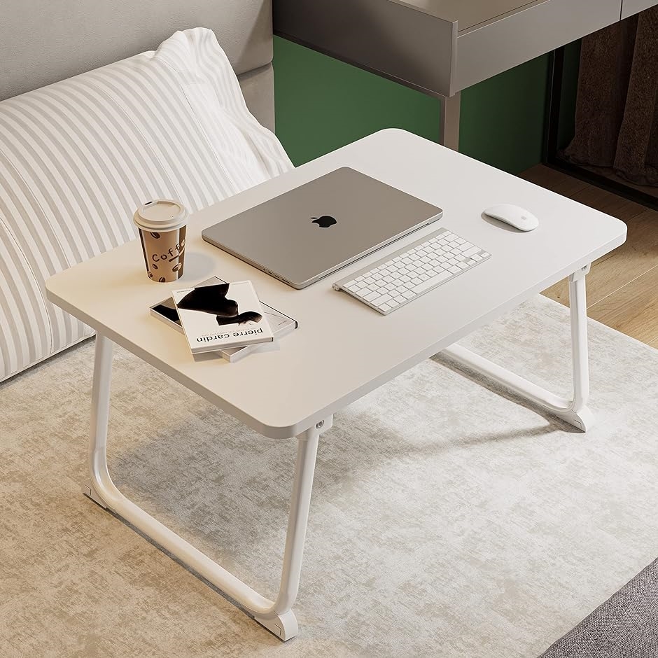 折りたたみテーブル 折り畳みテーブルパソコンデスク ちゃぶ台 table ベッドテーブル 多機能( ホワイト,  長60x幅40cm)