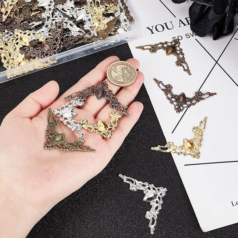 120枚入り コーナー金具 ボックスコーナー 装飾金具 4色 アンティーク