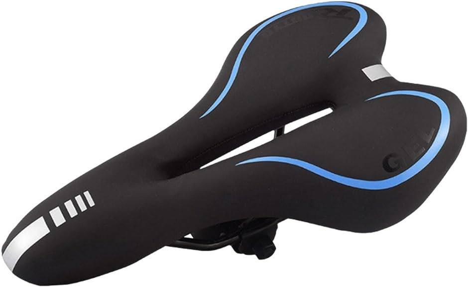 自転車サドル 男性女性ソフトサドル 超肉厚 低反発 衝撃吸収 ロードバイク マウンテンバイク 防水( ブルー)