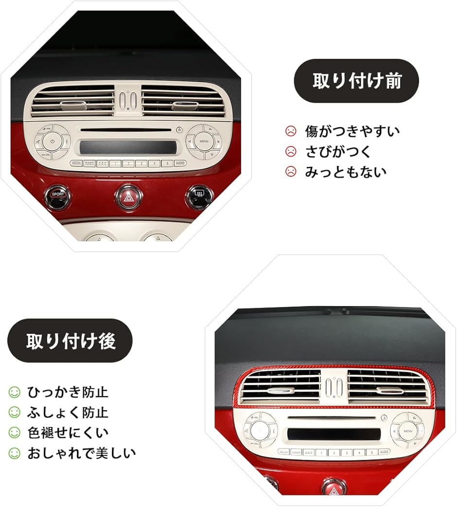 互換品】新型 フィアット 500 2011〜2019に適用 エアコンフレーム