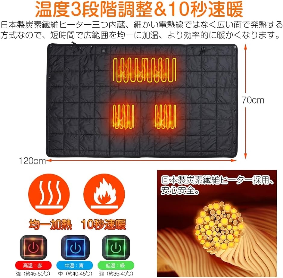 大容量ポケット付き4 WAY USB電気ブランケット 多機能 電気ひざ掛け USB 電気ブランケット 電熱 腰巻き 肩掛け 掛け敷き兼用