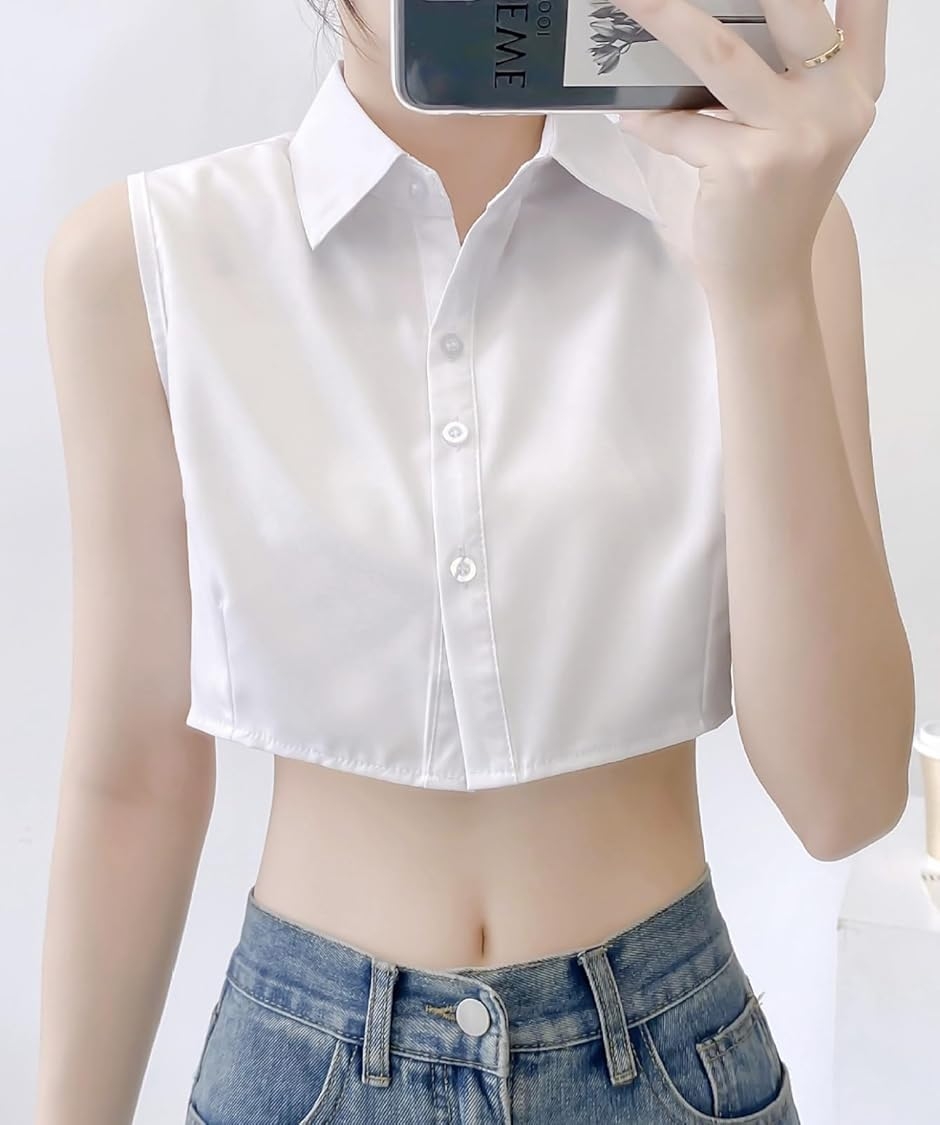 クロップド ノースリーブ シャツ ブラウス レディース 女性 服