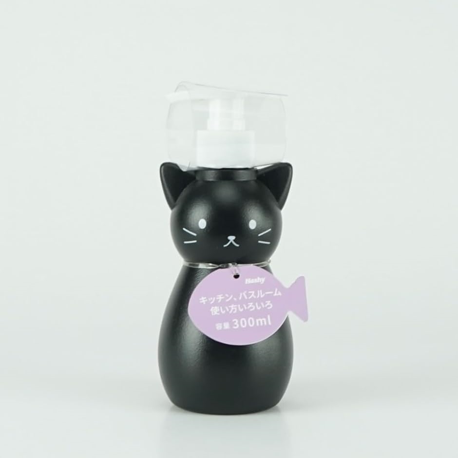 ネコのディスペンサー ホワイト Sサイズ + Lサイズ 黒猫 ペアボトル 2種セット シャンプー トリートメント ハンドソープ( 黒)｜horikku｜03