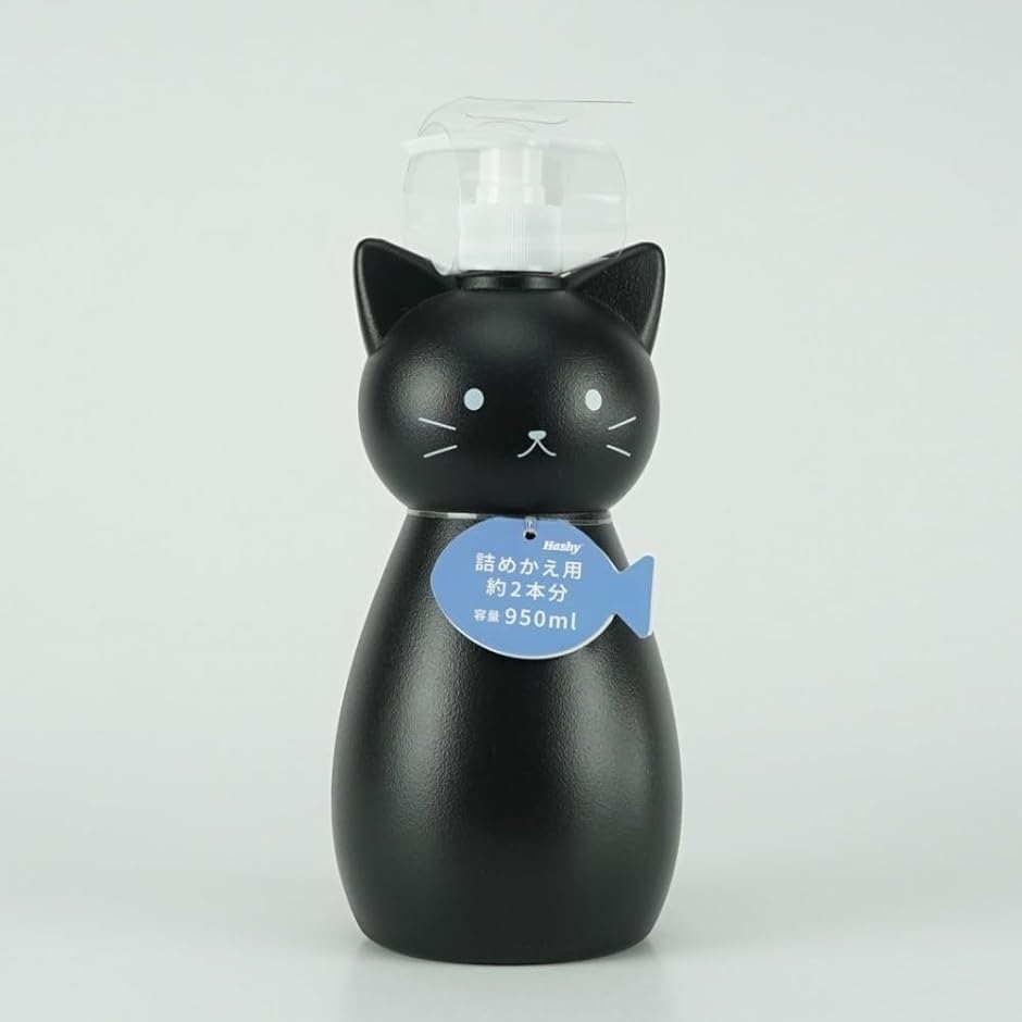ネコのディスペンサー ホワイト Sサイズ + Lサイズ 黒猫 ペアボトル 2種セット シャンプー トリートメント ハンドソープ( 黒)｜horikku｜04