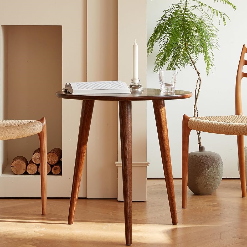 丸テーブル サイドテーブル カフェテーブル 直径60cmx高さ60cm MDM( ブラウン,  直径60cm)｜horikku