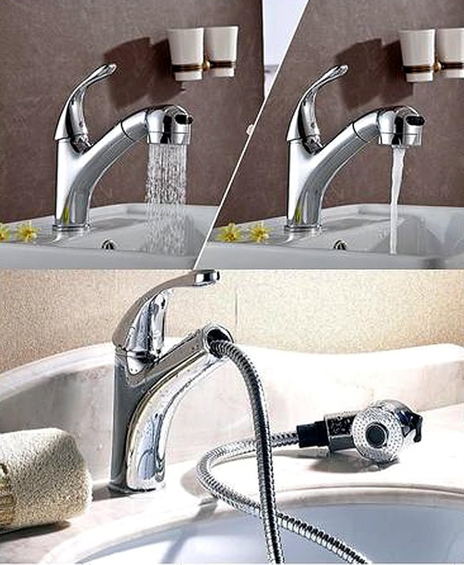 ライフシステム 伸縮 ハンド シャワーノズル シングルレバー 混合水栓 キッチン 洗面用 伸縮ノズル シャワーヘッド 水道 水栓蛇口_1