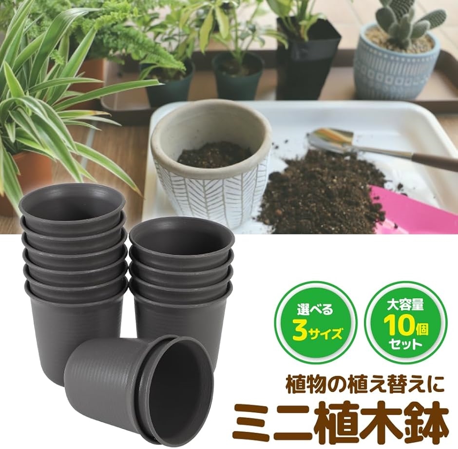 AllBright ミ二植木鉢 プラスチック 底穴付き 鉢植え ガーデン 多肉 