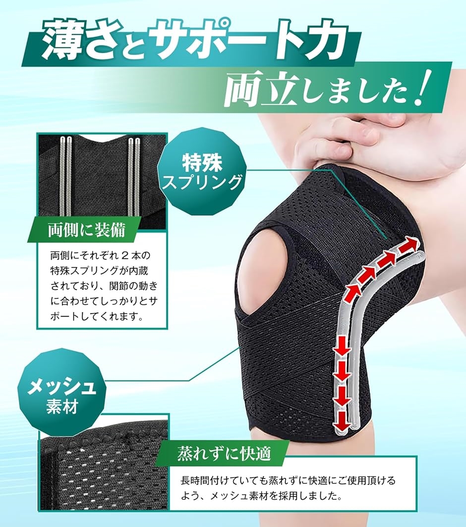 柔道整復師推奨 膝サポーター しっかり固定 薄手 スポーツ V字