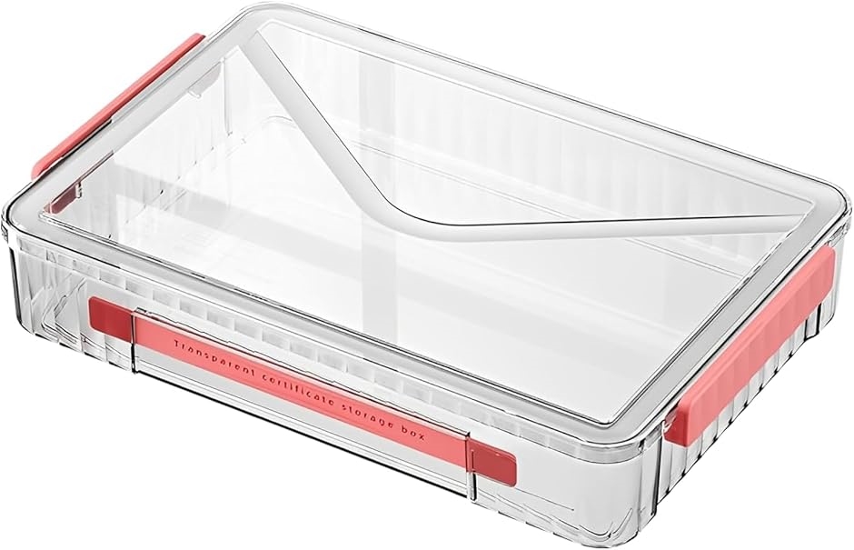 AllBright 書類収納ケース 資料 保管 整理 書類整理 文房具 A4サイズ クリア(レッド,  L)