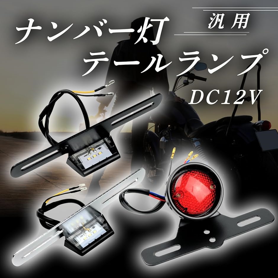 バイク LED テールランプ ナンバー灯 レッド レンズ ステー 一体型 汎用品 カスタム パーツ 防水( ブラック・レッドランプ)｜horikku｜02