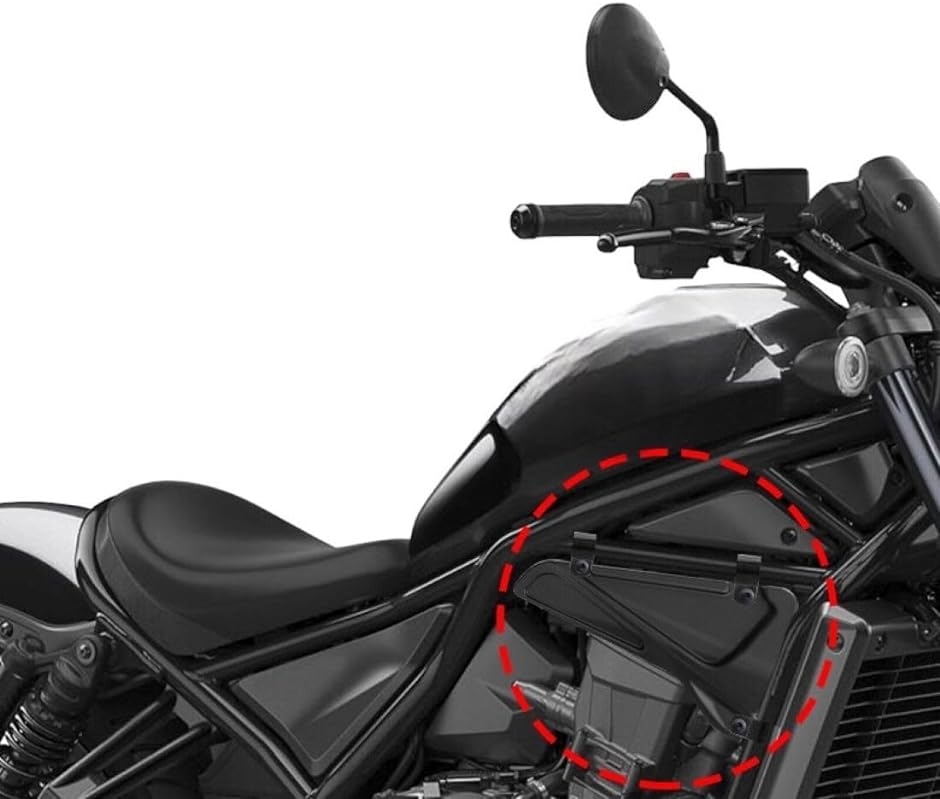 互換 エンジンカバー ホンダ レブル 250 500 Rebel250 Rebel500 サイドカバー 黒 角型 汎用( ブラック)