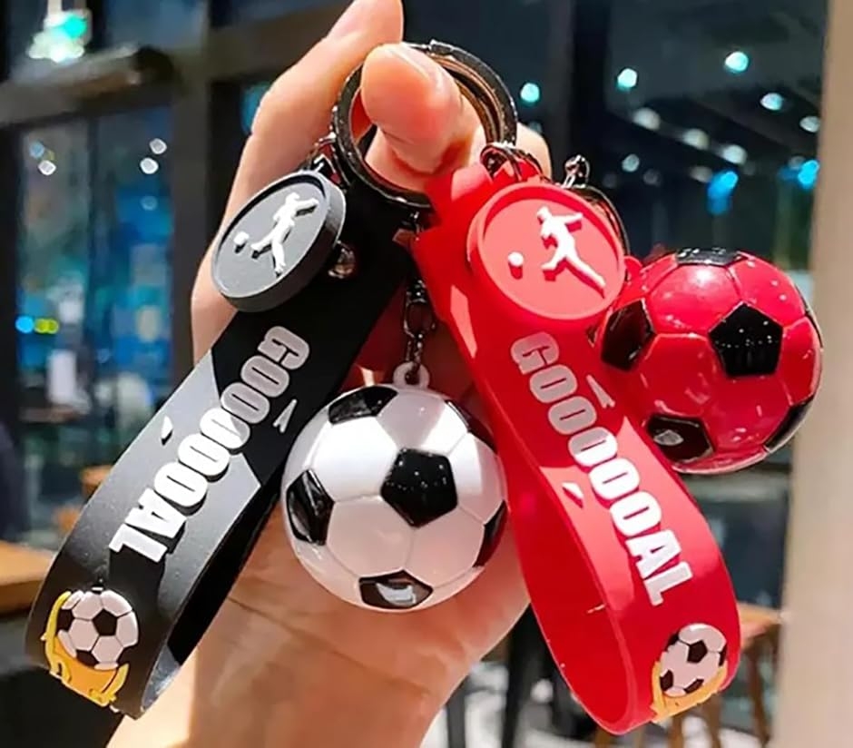 サッカー　キーホルダー　１６個セット サッカー キーホルダー セット ボール ベルトトロフィー (赤 ボール
