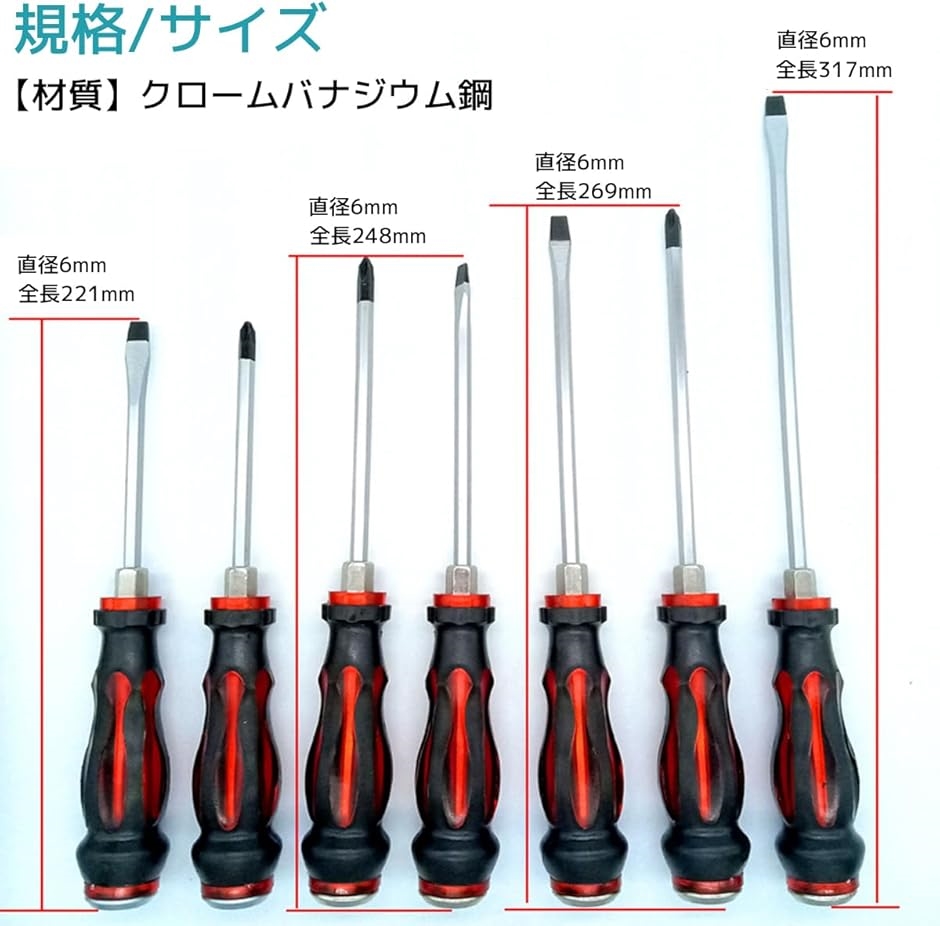 貫通ドライバーセット マグネット付き プラス マイナス ロング