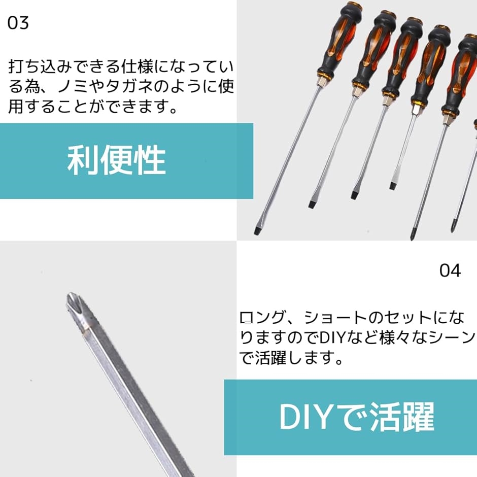 貫通ドライバーセット マグネット付き プラス マイナス ロング