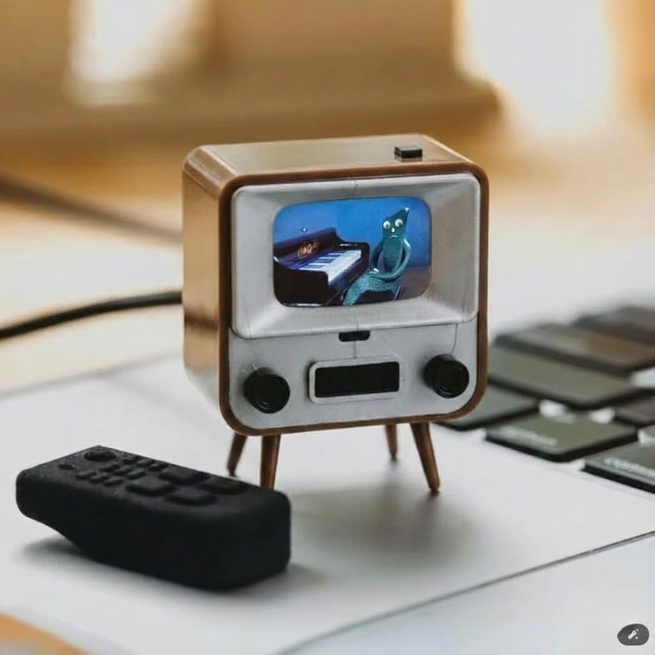 TinyTV 2 ポータブルレトロミニテレビ (ブラウン) : スピード発送