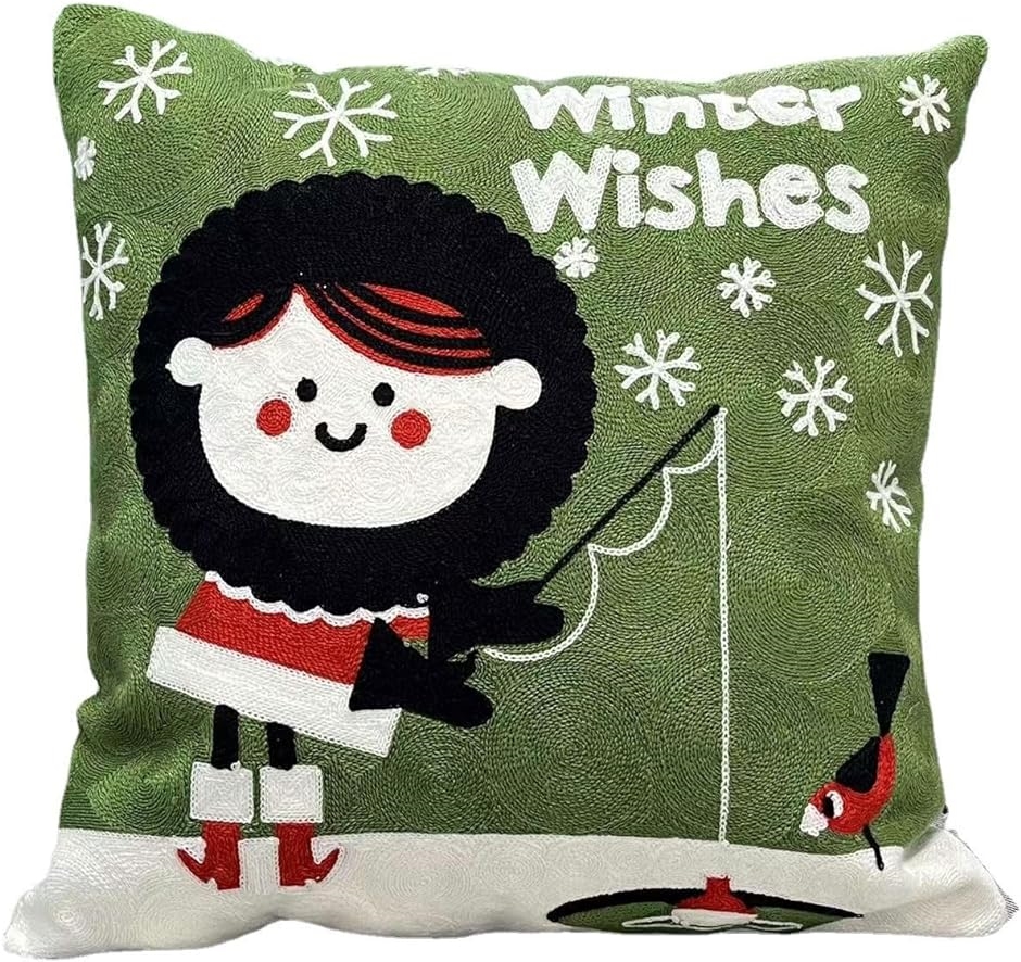 クッションカバー 45x45cm 女の子 かわいい 冬 ウィンター クリスマス