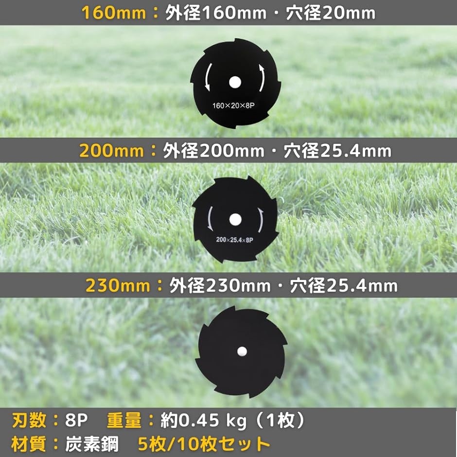 草刈り機の刃 替え刃 チップソー 8枚刃 230mm 8p 5枚｜horikku｜05