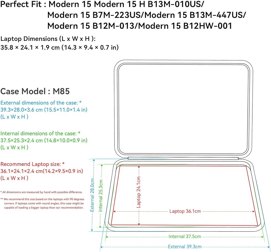 ノードパソコンEVAハードケース 15.6インチ MSI Modern H MDM( Black,  For MSI 15.6インチ（M85）)｜horikku｜02