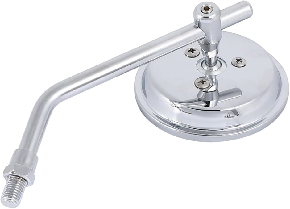 バイクミラー シルバー メタル製 ラウンド 汎用 スクエアバーエンドミラー ラウンドミラー メッキ シルバー 左右