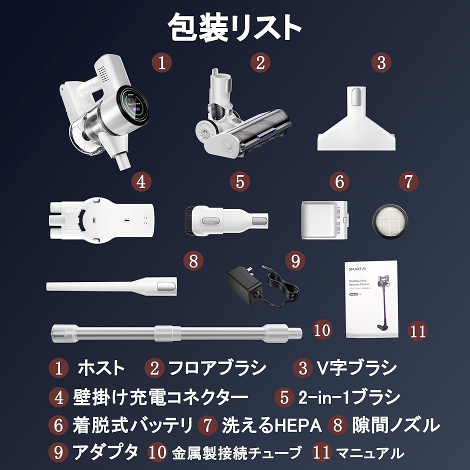 コードレス掃除機 33Kpa強力吸引 スティック掃除機 軽量自立式 最大60