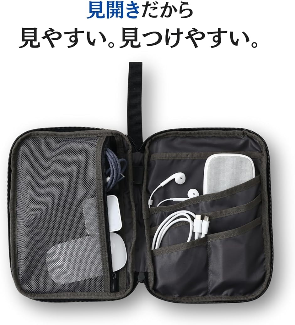 A5サイズ 見開き マルチポーチ モノマガジン掲載iPad mini 8インチ タブレットケース 薄型( グレー,  A5サイズ)｜horikku｜03