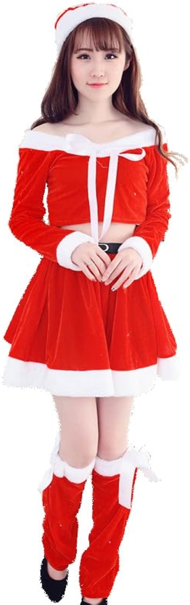 サンタ コスプレ クリスマス 衣装 レディース コスチューム 仮装 ワンピース サンタコス トップス スカート ミニスカ( レッド)